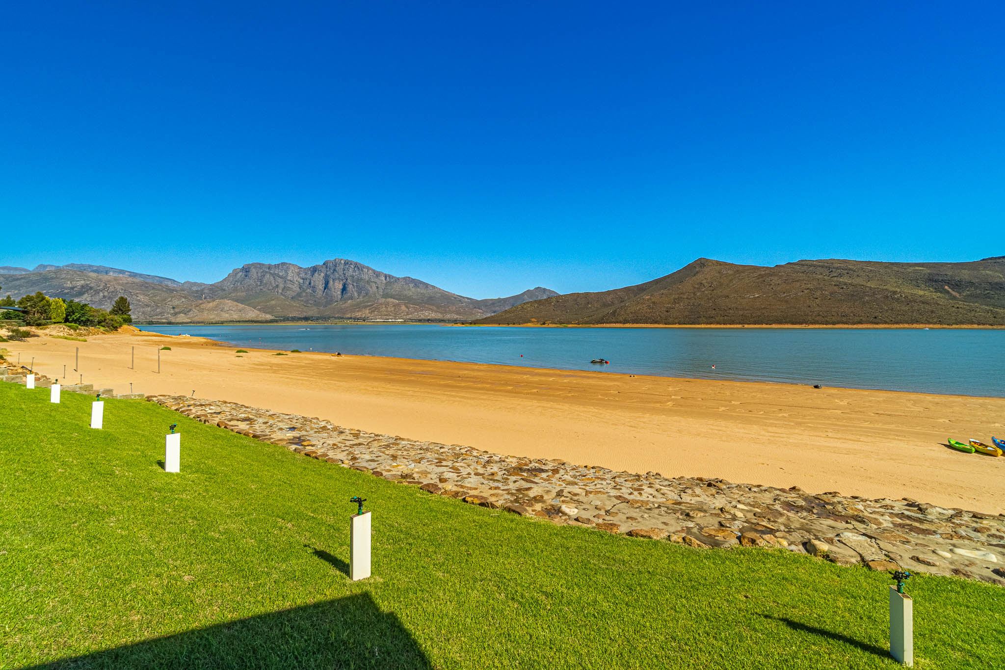 The dam shoreline