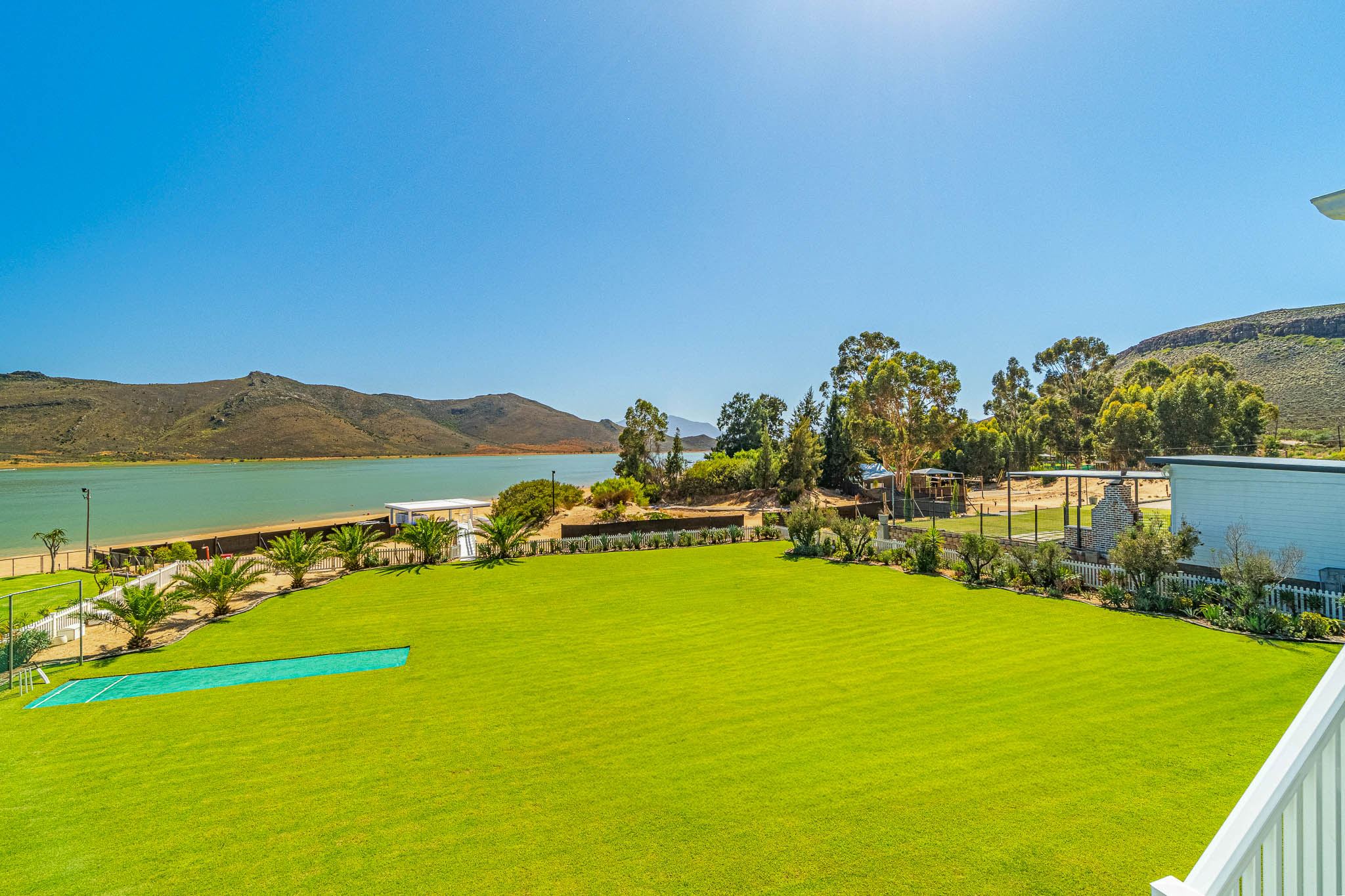 Lawn with dam view